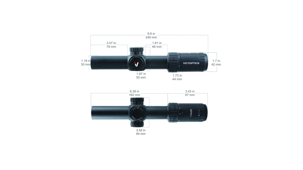 VictOptics S6 AGN Rifle Scope, 1-6x24mm, 30mm Tube, Etched glass VI-CTSIX, Black Matte Finish, OPSL22