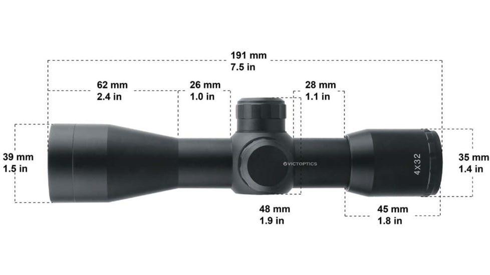 VictOptics B1 4x32C Rifle Scope, Second Focal Plane