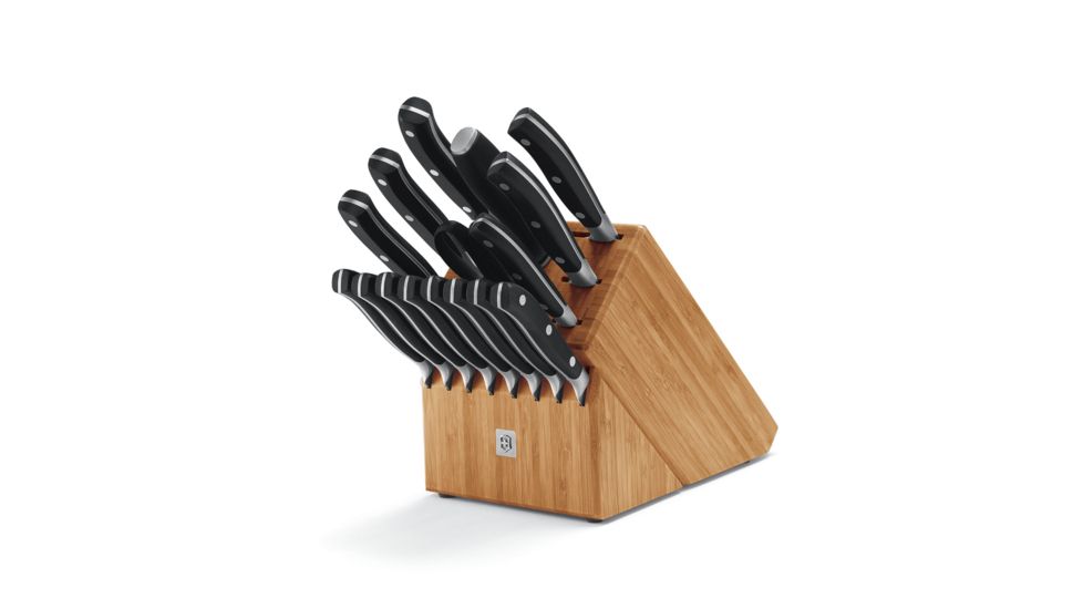 Victorinox 17pc Forged Block Set w/14 Knives,Steel,Kitchen Shear &amp; Bamboo Block 7.7243.17
