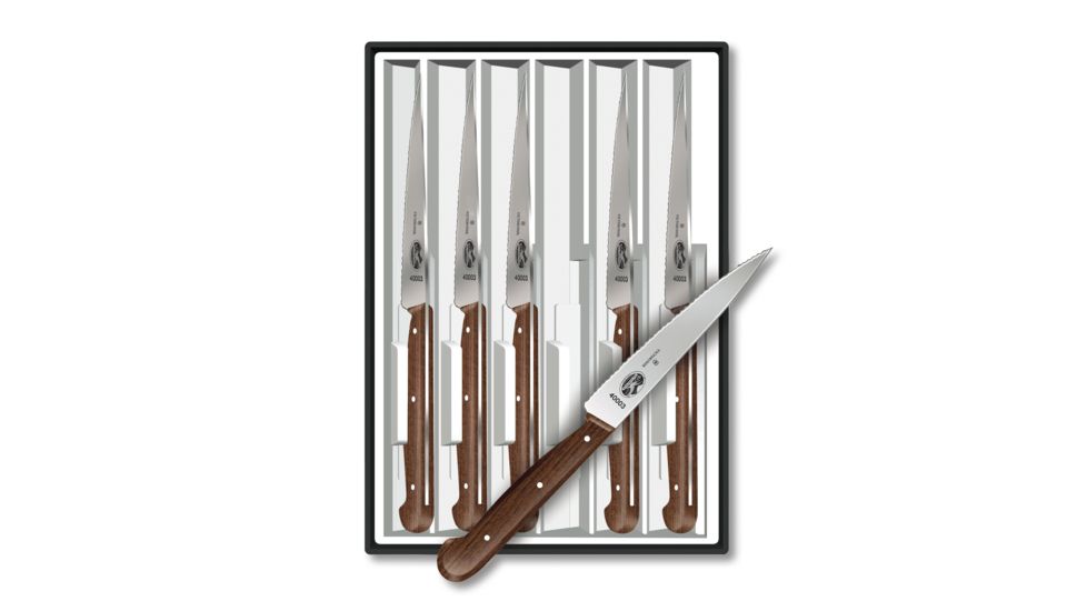 Victorinox 6-Piece Steak Set spear point Wavy edge (40003) Rosewood HDL 46003