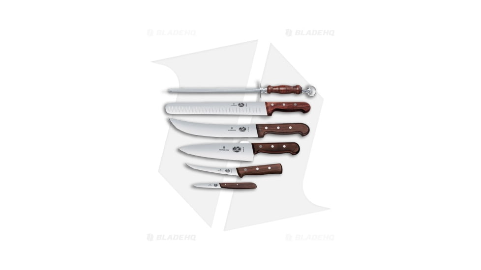Victorinox 7 Piece BBQ Kitchen Knives Set, Stainless Steel, Wood Wood Handle, Steel/Wood, One Size, BHQ-205606