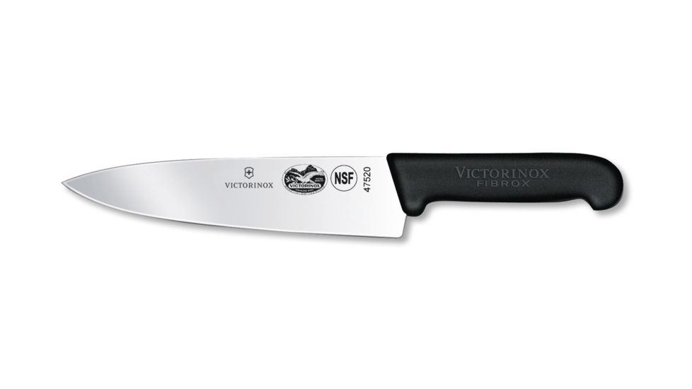 Victorinox 8in Chefs Knife w/ Straight Blade &amp; Fibrox Handle, Black 47520