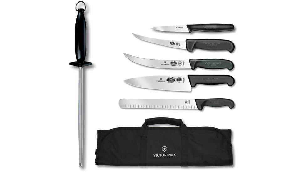 Victorinox BBQ Natural 7 Pc Knife Set,High Carbon Stainless,Black Handles, 46135US2