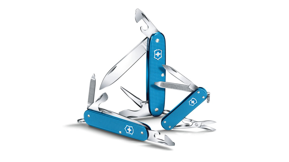 Victorinox Pioneer Alox Limited Edition 2020 Pocket Swiss Knife, Ribbed, Aqua Blue, 93mm, 0.8201.L20