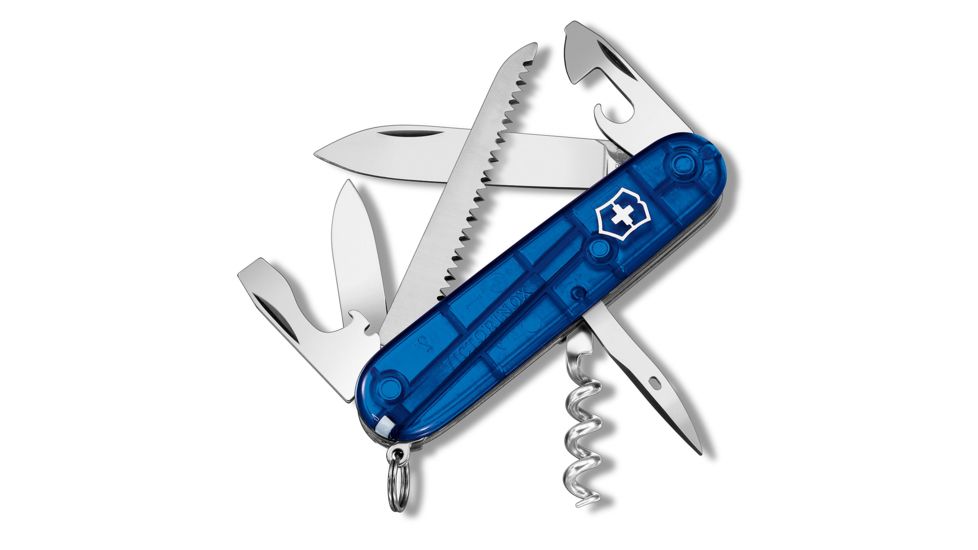 Victorinox Camper Swiss Army Knife, Sapphire, Clam Pack, 91mm, 1.3613.T2RUS1