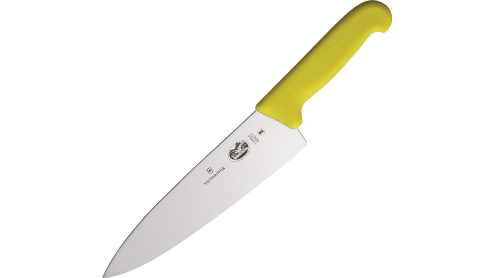 Victorinox Chef's Knives, 8.5in, Stainless Steel, Satin Blade, Yellow Fibrox Handle, 5.2068.20