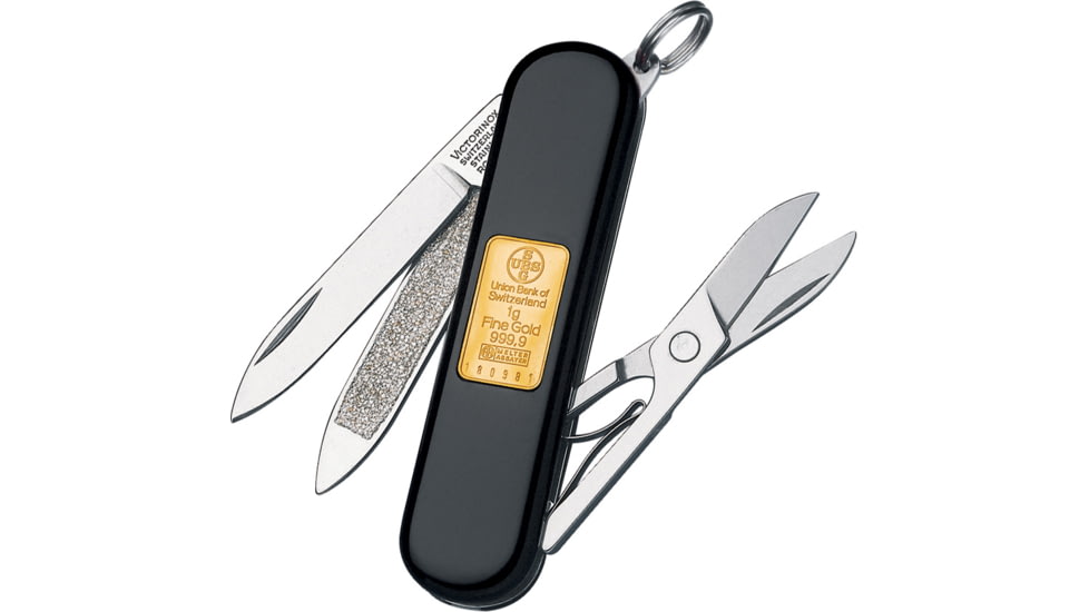 Victorinox Classic Gold Ingot Folding Knife, 2.25 closed, Black handle, VN53013