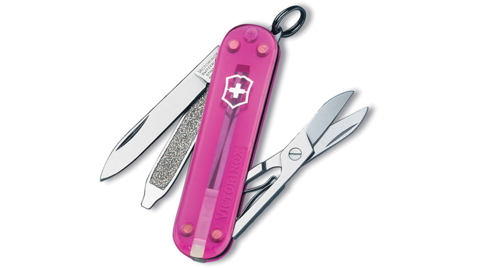 Victorinox Classic Pink Folding Knife, Pink translucent ABS handle, 0.6223..T5R-X5