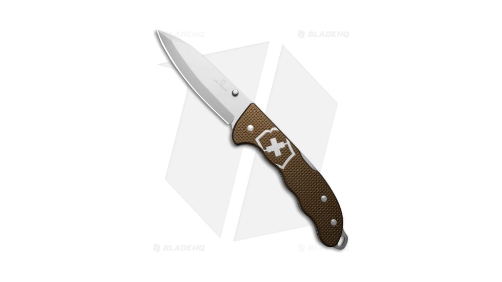 Victorinox Evoke Folding Knife, 3.90in, Stainless Steel, Drop Point Blade, Aluminum Brown Handle, Steel/Brown, 9.32in, BHQ-194522