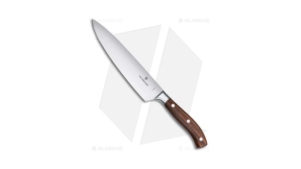 Victorinox Grand Maitre Chefs Kitchen Knife, 8.00in, Stainless Steel, Drop Point Blade, Wood Wood Handle, Steel/Wood, 13.90in, BHQ-205612