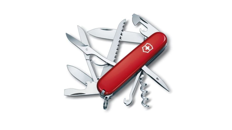 Victorinox Huntsman Swiss Army Knife w/Bottle Opener, Red, with Pouch 53820