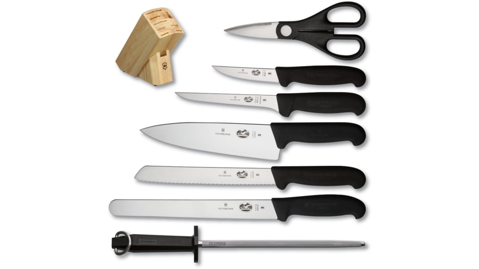 Victorinox Kitchen Knife Set 8pcs, Black Fibrox handle, 5.1193.8-X2