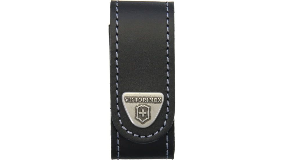 Victorinox Leather Belt Pouch, 3in Overall, Black Leather Construction, Velcro Closure, Black, 4.0519