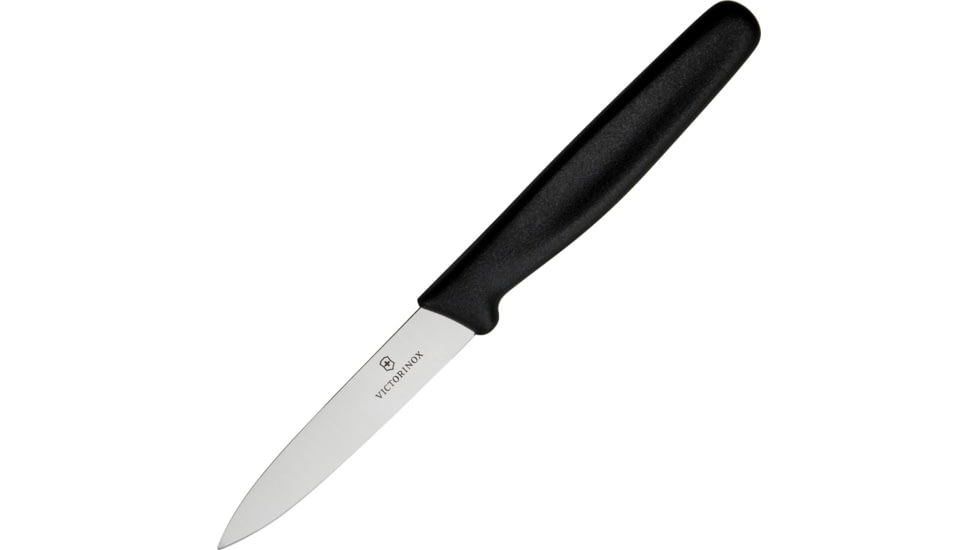 Victorinox Paring Knife, 3.25 satin finish stainless blade, Black polypropylene handle, 6.7603