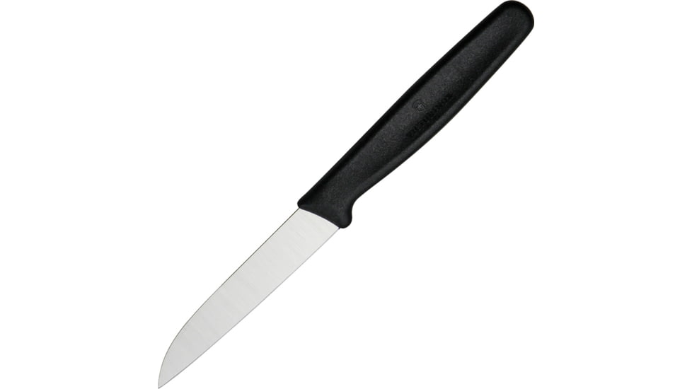 Victorinox Paring Knife Black Sheepsfoot, 3.25 satin finish stainless sheepsfoot blade, Black polypropylene handle, 6.7403