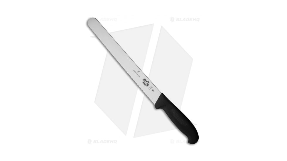 Victorinox Serrated Slicer Kitchen Knife, 10.00in, Stainless Steel, Drop Point Blade, Polymer Black Handle, Steel/Black, One Size, BHQ-108374