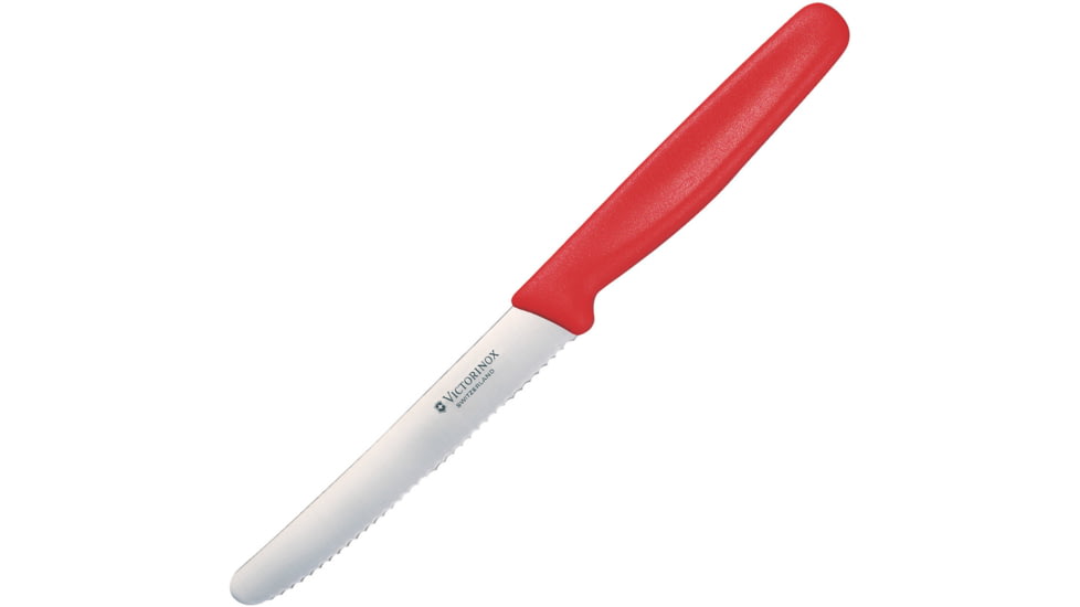 Victorinox Steak Knife Serrated Red, 4.25 satin finish serrated stainless blade, Red polypropylene handle, 6.7831