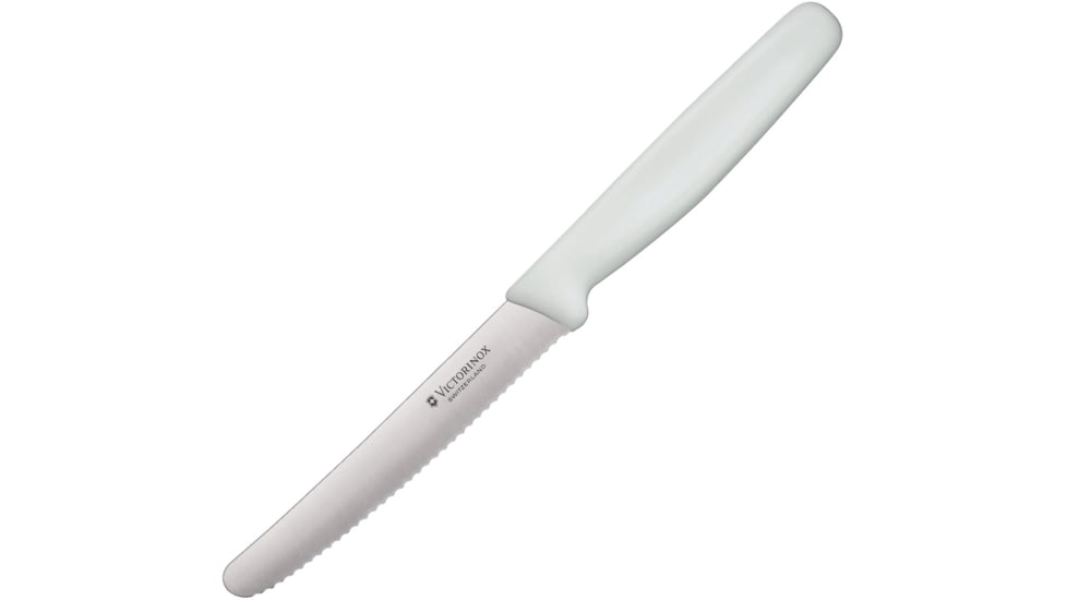 Victorinox Steak Knife Serrated White, 4.25 satin finish serrated stainless blade, White synthetic handle, 6.7837
