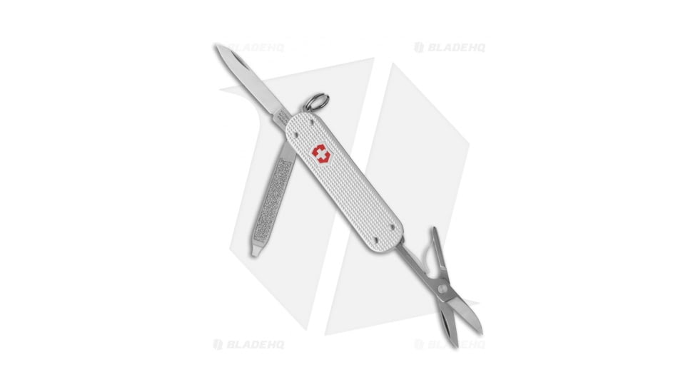 Victorinox Swiss Army Knife Classic SD Folding Knives, 1.55in, Gray Handle, Silver Alox 53012, Steel/Gray, 2.25in, BHQ-2857