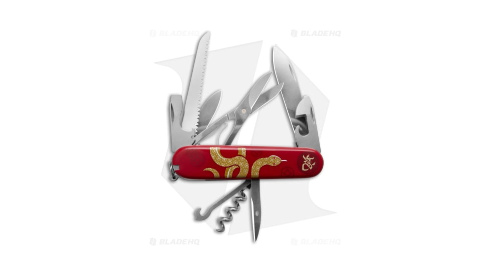 Victorinox Swiss Army Knife Huntsman Year of Snake LE 2025 Folding Knives, 2.75in, Red/Gold Handle, Steel/Red/Gold, 3.58in, BHQ-208254