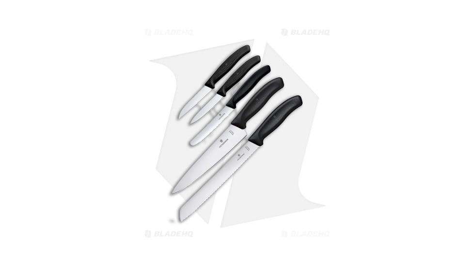 Victorinox Swiss Classic 5 Piece Kitchen Knife Set, Stainless Steel, Polymer Black Handle, Steel/Black, One Size, BHQ-205578