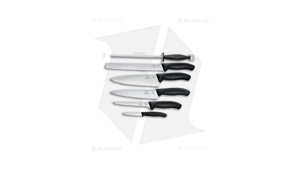 Victorinox Swiss Classic 7 Piece Kitchen Knife Set, Stainless Steel, Polymer Black Handle, Steel/Black, One Size, BHQ-205605