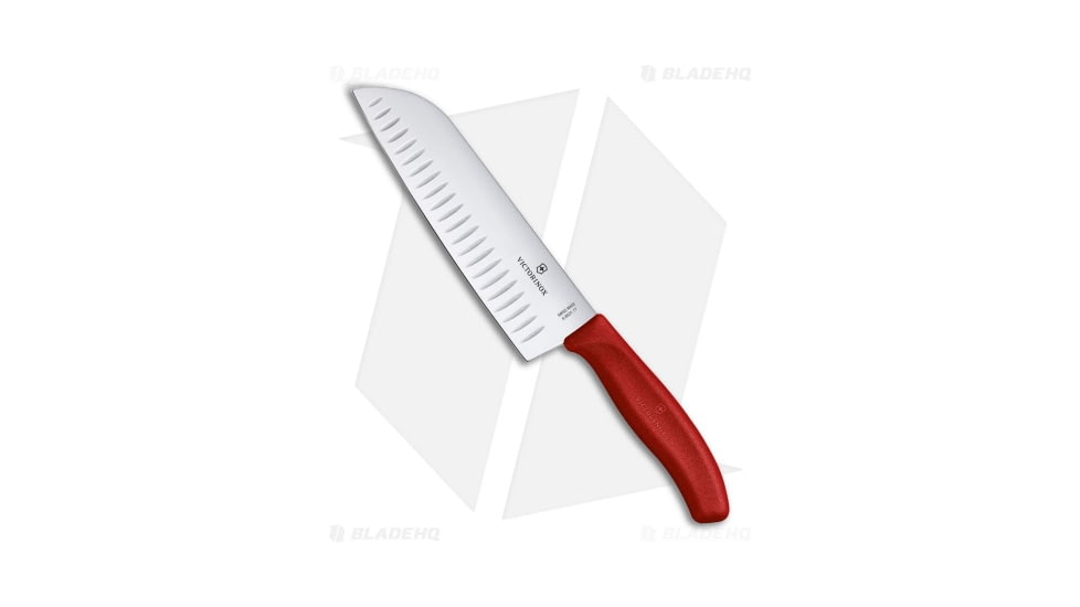 Victorinox Swiss Classic Santoku Kitchen Knives, 6.70in, Stainless Steel, Sheepsfoot Blade, Polymer Red Handle, Steel/Red, 11.70in, BHQ-205601