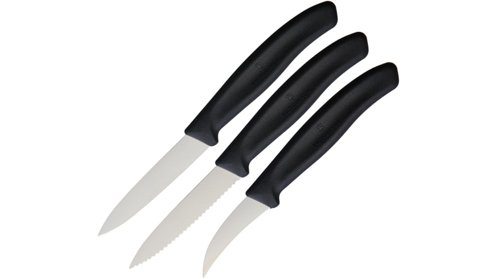 Victorinox Three Piece Paring Set Knife, Black synthetic handle, VN67503X3