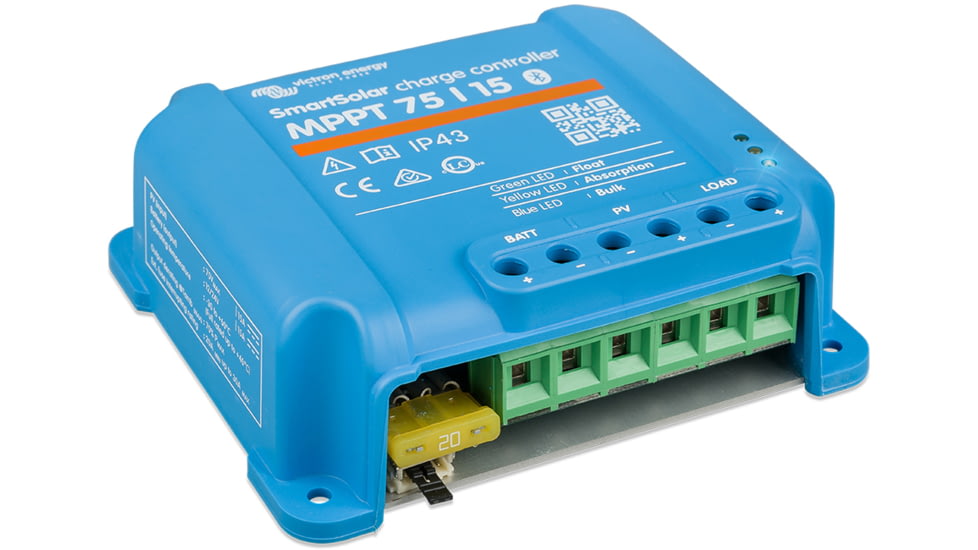 Victron Energy SmartSolar MPPT Charge Controller, 75V, 15 amps, Blue, SCC075015060R