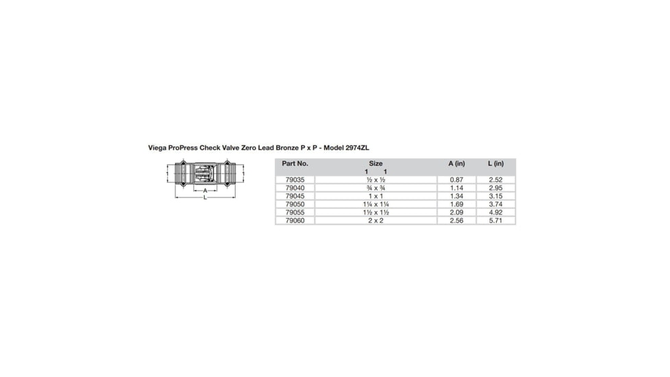 Viega ProPress 1-1/4in Zero Lead Check Valve - Double Press Connection - Smart Connect Technology, 79050