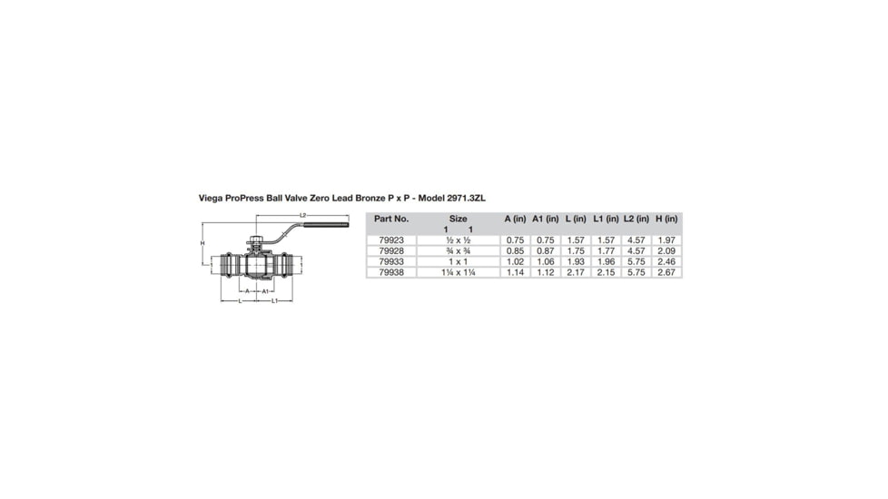 Viega ProPress 3/4in Zero Lead Bronze Ball Valve w/Stainless Stem - Double Press Connection - Smart Connect Technology, 79928
