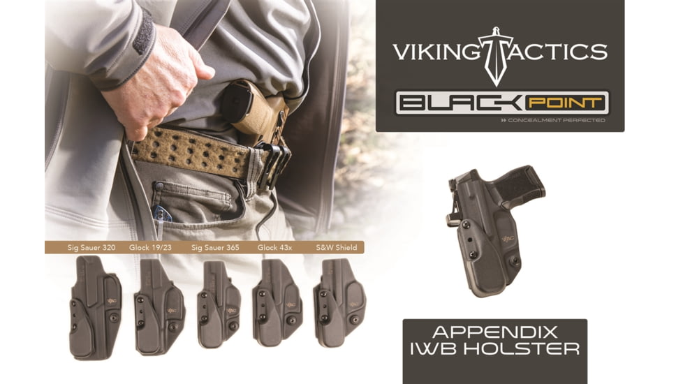 Viking Tactics VTAC Appendix IWB Holsters, Glock 43X, Black, 125208