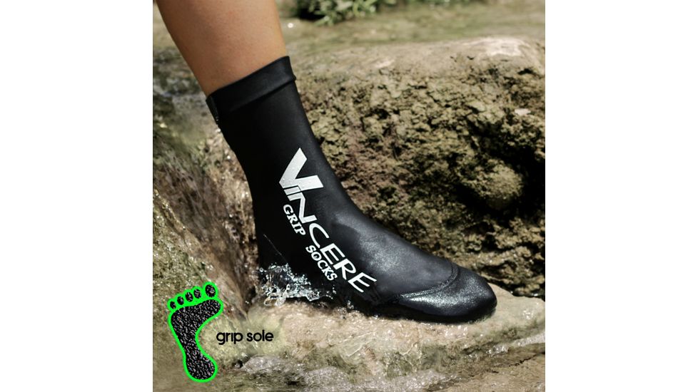 Vincere Sports Grip Socks Soft Soled Watersport Sock - Mens-Black-X-Large