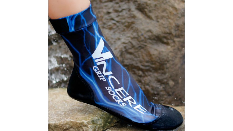 Grip Socks Soft Soled Watersport Sock - Mens-Blue Lightning-X-Large