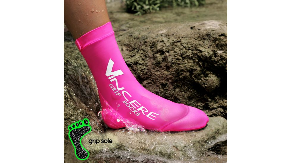 Vincere Sports Grip Socks Soft Soled Watersport Sock - Womens-Pink-X-Small