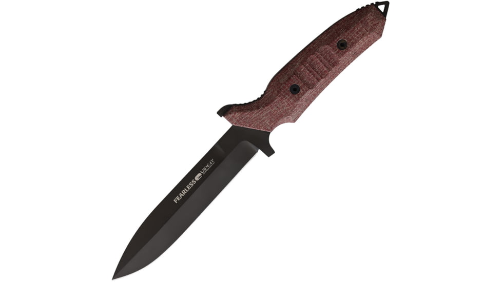 Viper Fearless Fixed Blade DLC Red Knife, 6 black DLC coated hollow ground Sleipner tool st, Red canvas burlap micarta handle, VT4020CR