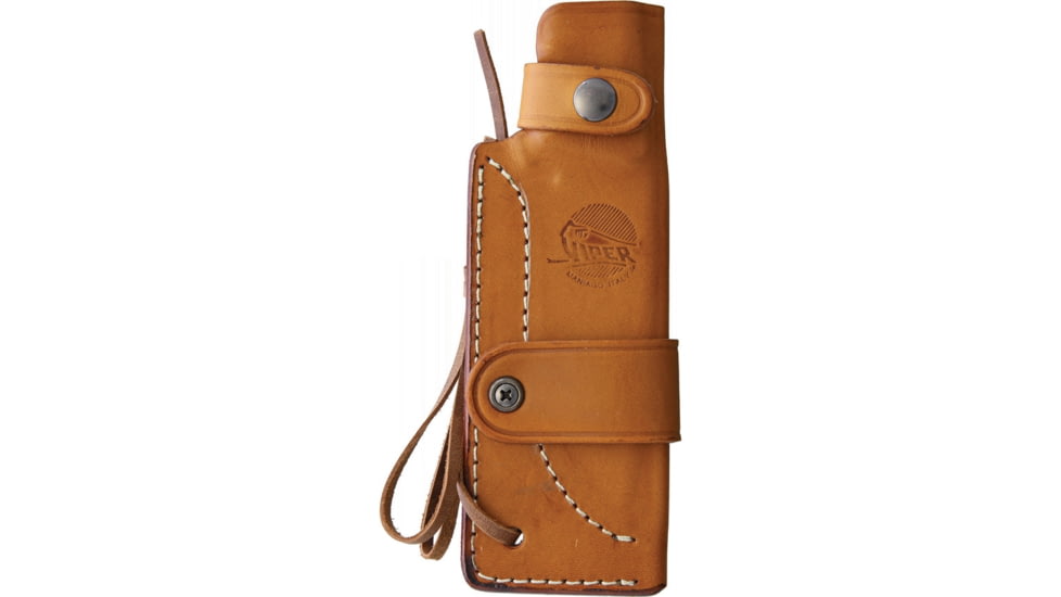 Viper Ganghi Knife, 9.75in Overall, 4.5in Satin Bohler N690 SS Blade, Grooved Bocote Wood Handle, Brown Leather Sheath, V4880BC