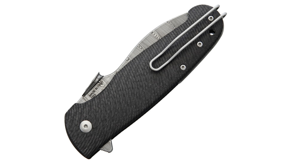 Viper Italo Damascus Folding Knife, Italo Framelock, 5in Closed, 3.75in Damascus Steel Blade, Carbon Fiber Handle, Thumb Stud, Pocket Clip, Designed By Fabrizio Silvestrelli, VA5948FC