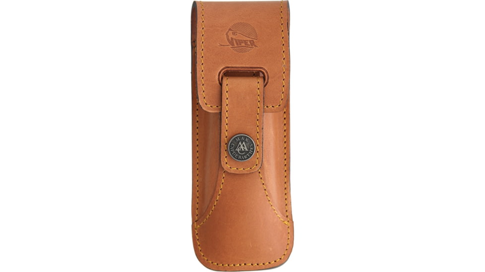 Viper Italo Damascus Folding Knife, Italo Framelock, 5in Closed, 3.75in Damascus Steel Blade, Gray Grooved Titanium Handle, Brown Leather Sheath, Designed By Fabrizio Silvestrelli, VA5944TI