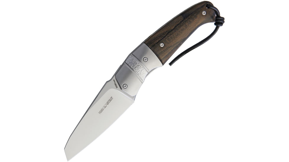 Viper Novis Linerlock Folding Knife, 4in Closed, 3in Satin Bohler M390 SS Blade, Ziricote Wood Handle, SS Bolster, Black Leather Pouch, V5974ZI