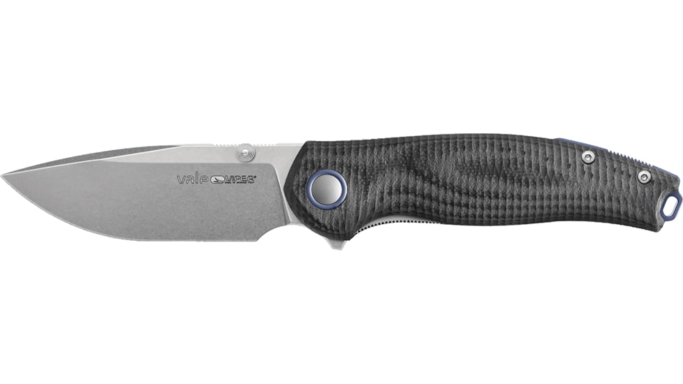 Viper Vale Black SureTouch Folding Knife, 4.13in Closed, 3in Stonewash CPM Magnacut SS Blade, Black Sculpted Suretouch Handle, V6006GG