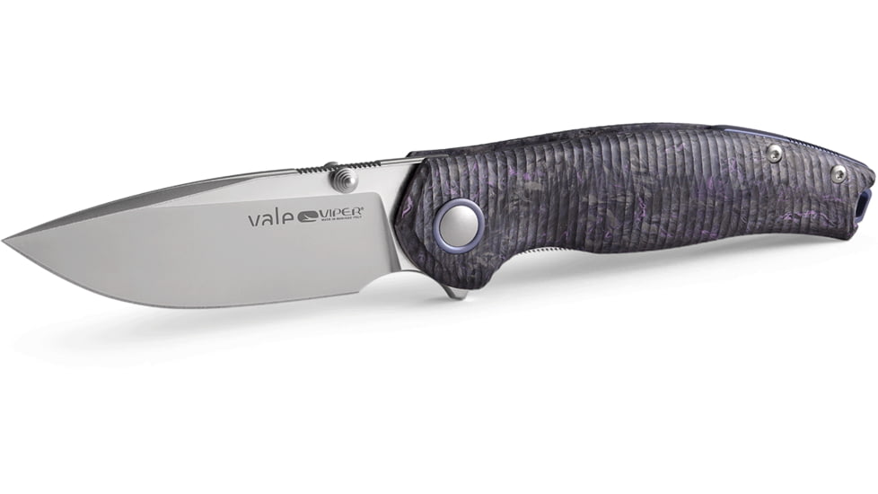 Viper Vale Purple CF Folding Knife, 4.13in Closed, 3in Stonewash CPM Magnacut SS Blade, Purple Carbon Fiber Handle, V6006FCP