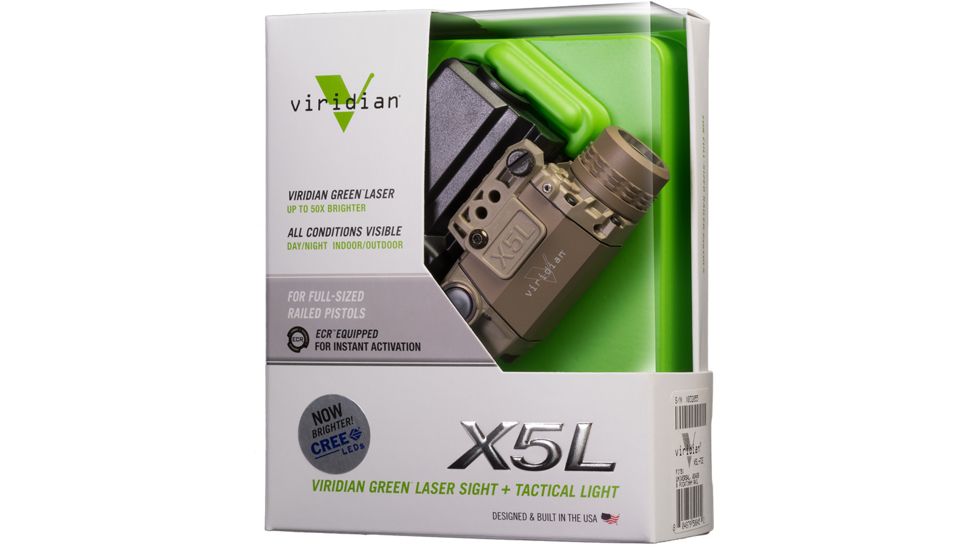Viridian X5L GEN2 Universal Green Laser Sight, 178 Lumen Tactical Light, Flat Dark Earth, X5L-FDE