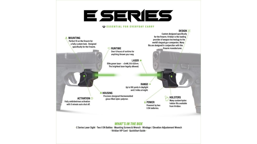 Viridian Weapon Technologies E-Series Green Laser Sight, Smith &amp; Wesson Bodyguard 2.0, Black, 912-0101