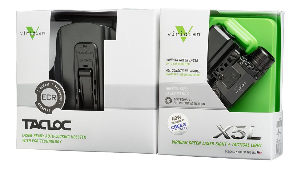 Viridian X5L Universal Full-Size Green Laser/Tactical Light,Black,178 Lumens,w/ TacLoc Holster For Glock 17/19/22/13/31/32 X5L-PACK-X1