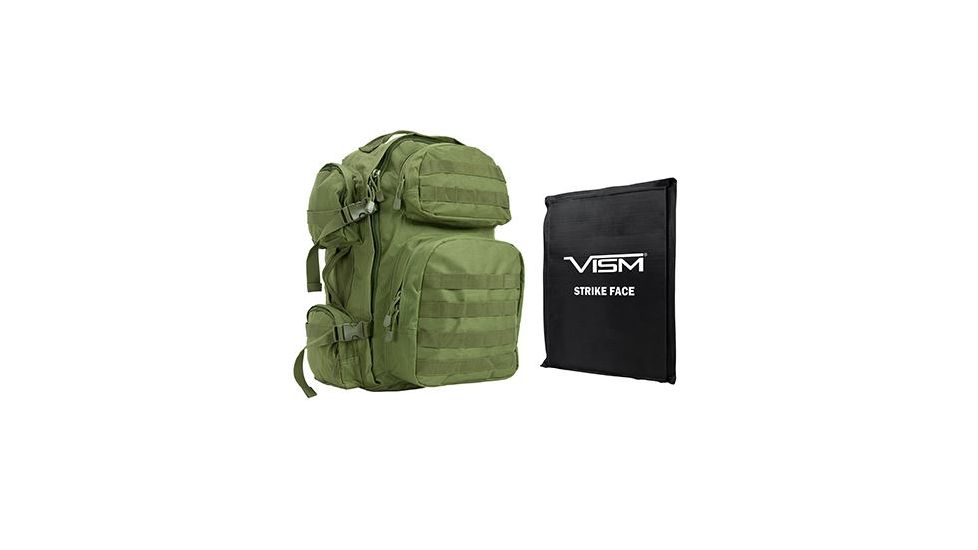 Vism 2911 Series Tactical Backpack with Ballistic Soft Panel-Rectangle Cut 10in X12in, Green BSCBG2911-A