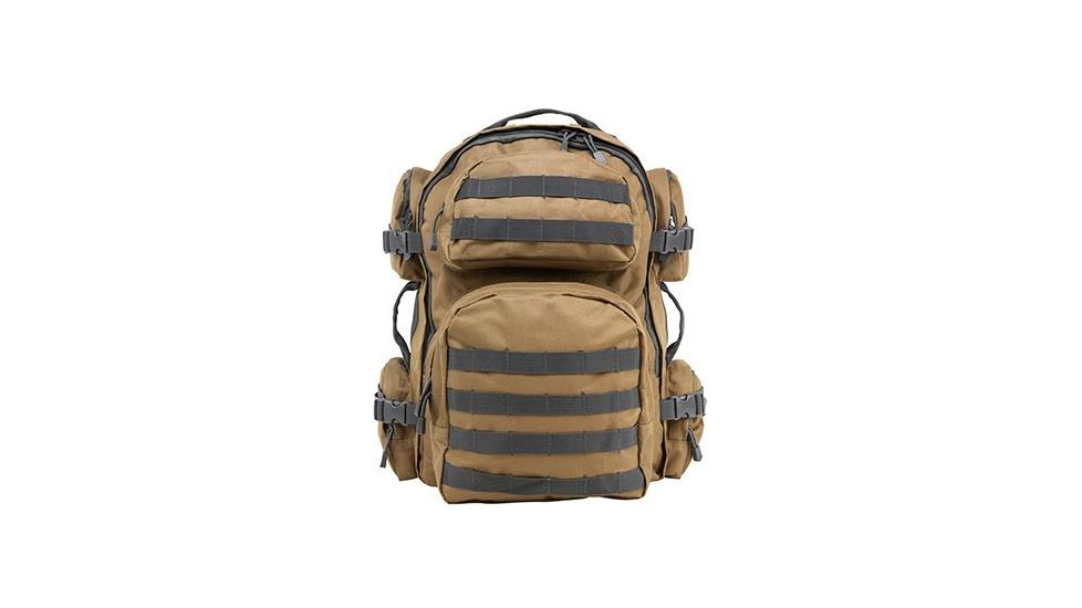 Vism 2911 Series Tactical Backpack with Ballistic Soft Panel-Rectangle Cut 10in X12in, Tan U Gry Trim BSCBTU2911-A