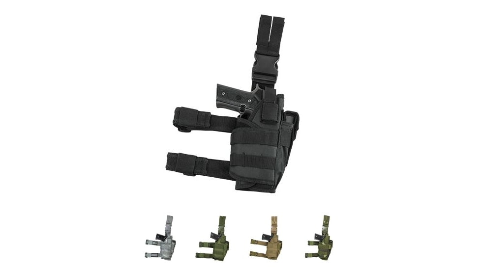 VISM 2954 Tactical Drop Leg RH Holster, Black, Digital Camo, Green, Tan, Woodland Camo