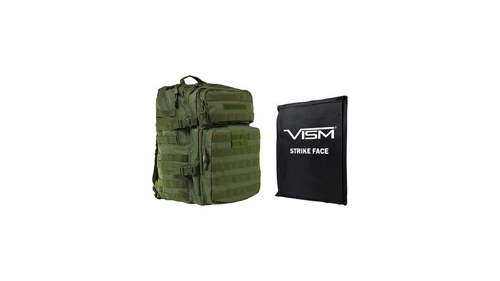 Vism 2974 Series Assault Backpack with Ballistic Soft Panel-Rectangle Cut 11in X14in, Green BSCBAG2974-A