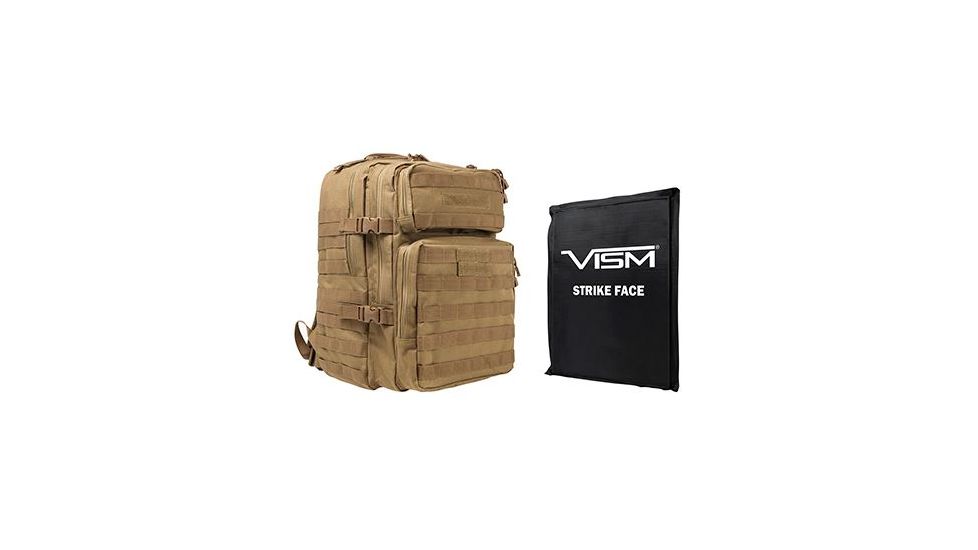 Vism 2974 Series Assault Backpack with Ballistic Soft Panel-Rectangle Cut 11in X14in, Tan BSCBAT2974-A